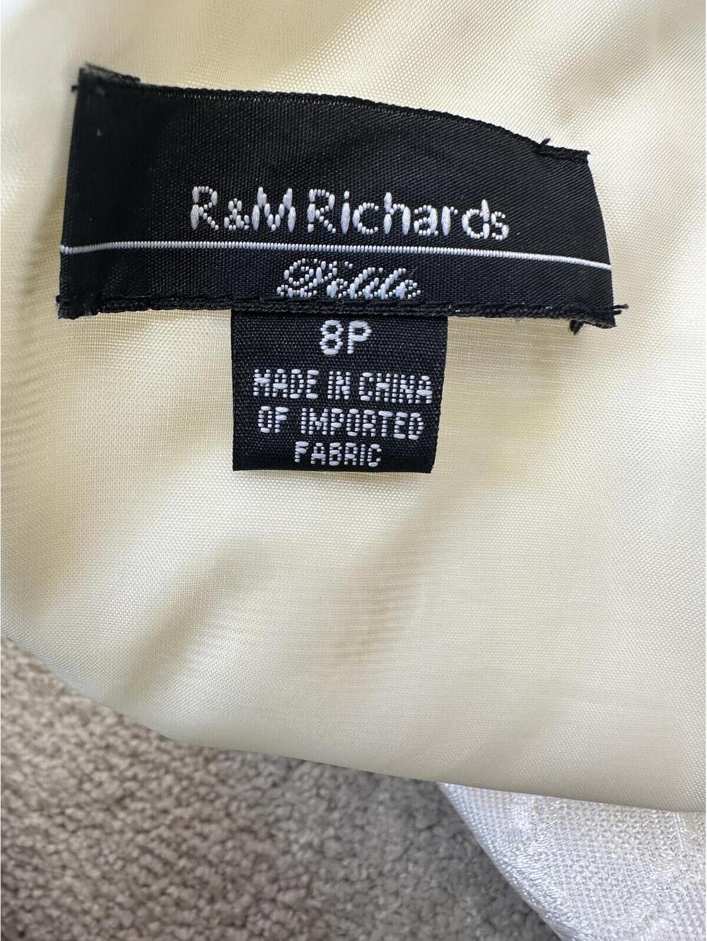 Sz 8P R&M Richards Ivory Satin Jacquard Sleeveless Dress Midi + Bolero Jacket - Picture 6 of 8
